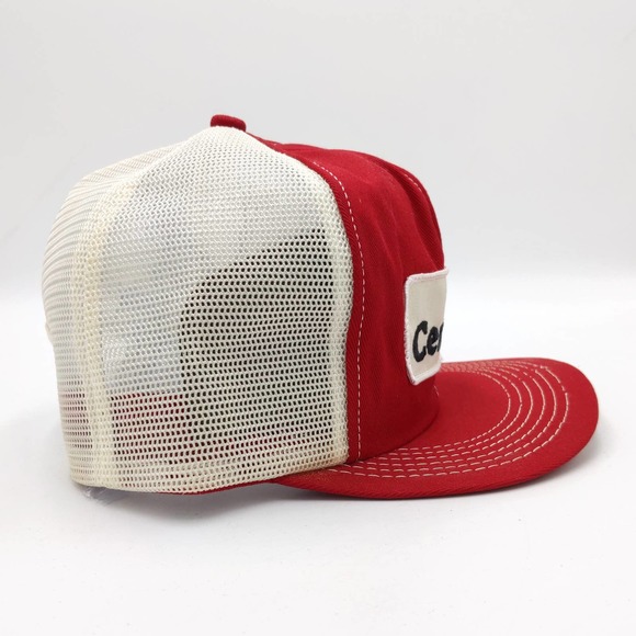 Central Life Snapback Trucker Hat K-PRODUCTS Patch Mesh Cap Red White Vintage